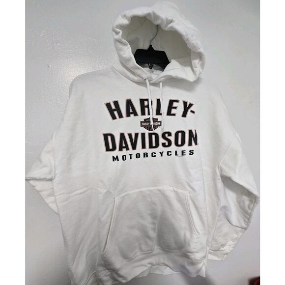 Harley Davidson Motorcycles ForMan White Hoodie Sz ( see the measurements) - Picture 1 of 9